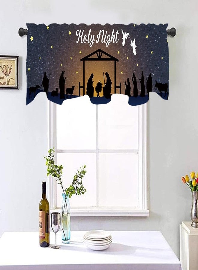 DOTOOMA 54x18 Inches Christmas Holy Night Manger Nativity Window Treatment Valance Dawn Desert Shabby Manger Maris Camel Team Bible Story Kitchen Dining Room Polyester Fabric Decor Supplies - Image 3